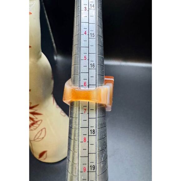 Handcarved Lace Agate Slab Chunky Ring - Picture 9 of 9